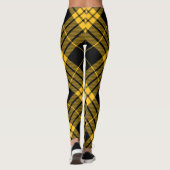 Schwarzer gelber Trendy diagonaler Tartan kariert Leggings (Rückseite)