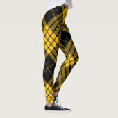 Schwarzer gelber Trendy diagonaler Tartan kariert Leggings (Rechts)