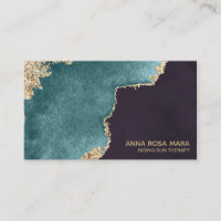 *~* Schwarzer Geode Aquamariner Moss Agate Gold Gl