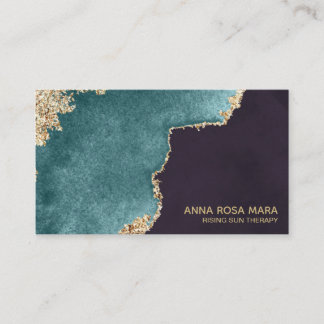 *~* Schwarzer Geode Aquamariner Moss Agate Gold Gl Visitenkarte