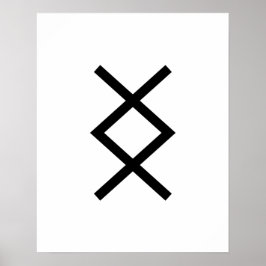 Schwarzer geometrischer Inguz (Der Gott-Ing) Wikin Poster