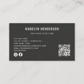 Schwarzer geometrischer, moderner, fett Abstrakter Visitenkarte (Rückseite)