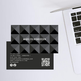 Schwarzer geometrischer, moderner, fett Abstrakter Visitenkarte