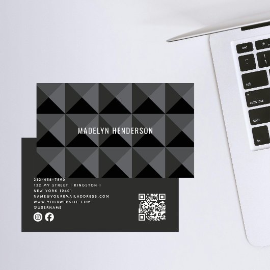 Schwarzer geometrischer, moderner, fett Abstrakter Visitenkarte