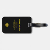 Schwarzer Gepäckanhänger mit Gold-Lilie (Rückseite horizontal)