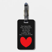 Schwarzer Gepäckträger mit rotem Herzen Gepäckanhänger (Rückseite vertikal)