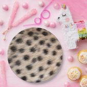 Schwarzer gepunkteter Cheetah-Pelz oder Skin-Textu Pappteller (Party)