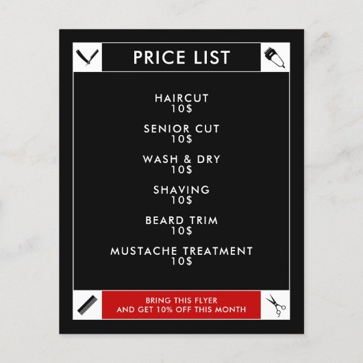 Schwarzer gerahmter Barbier Flyer (Hinten)