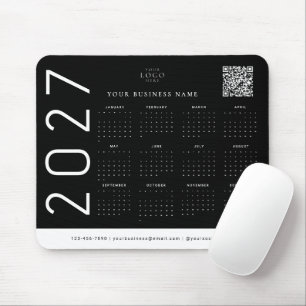 Schwarzer Geschäftslogo-Kalender 2027 für Unterneh Mousepad