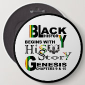 Schwarzer GeschichtsButton-Rückseiten-Knopf 6" Button (Vorne & Hinten)