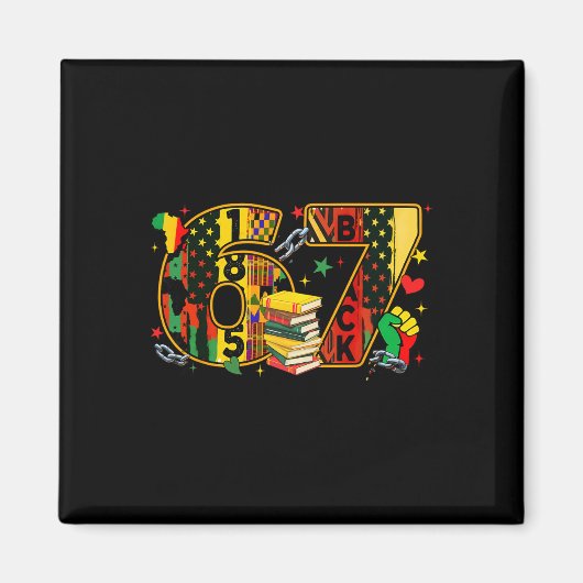 Schwarzer Geschichtsmonat 67 Six Seven Meme Afroam Magnet (Vorne)