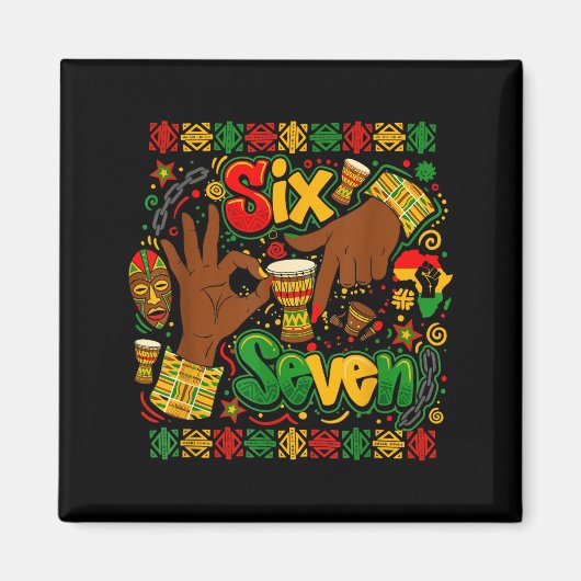 Schwarzer Geschichtsmonat 67 Six Seven Meme Afroam Magnet (Vorne)