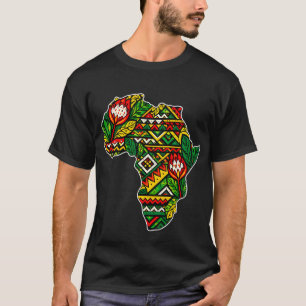 Schwarzer Geschichtsmonat Afrika Karte Kente Stamm T-Shirt