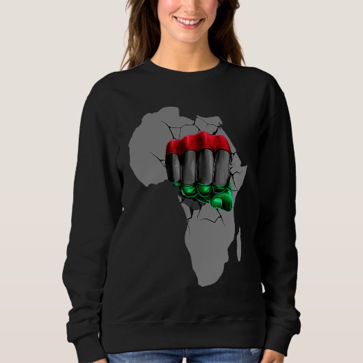 Schwarzer Geschichtsmonat BHM Afro Stolz Hand Fais Sweatshirt (Vorderseite)