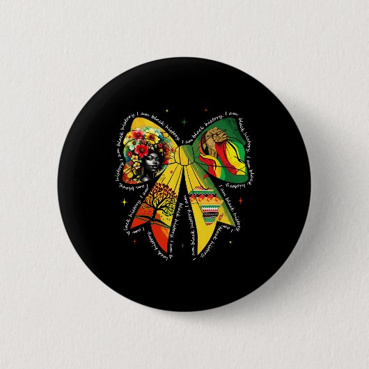 Schwarzer-Geschichtsmonat-Coquette-Schleife Afrika Button (Vorderseite)