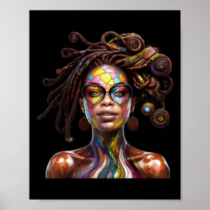 Schwarzer Geschichtsmonat Loc'd Haar Kunst Schwarz Poster