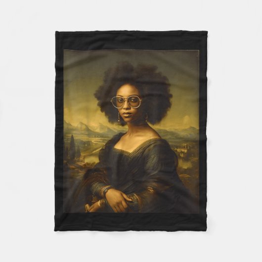 Schwarzer Geschichtsmonat Schwarze Mona Lisa Afroa Fleecedecke (Vorderseite)