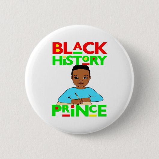 Schwarzer Geschichtsprinz Melanin Junge Sohn Bruh Button (Vorderseite)