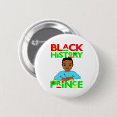 Schwarzer Geschichtsprinz Melanin Junge Sohn Bruh Button (Vorne & Hinten)
