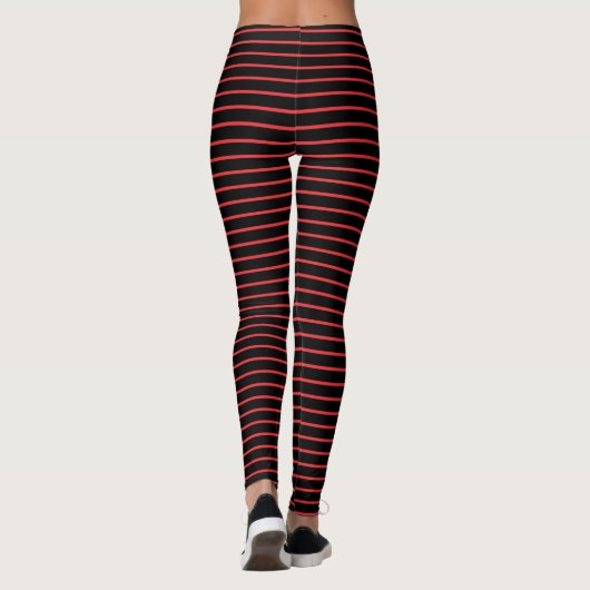 Schwarzer gestreifter Legging Leggings (Rückseite)