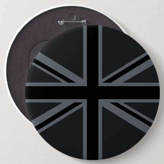 Schwarzer Gewerkschafts-Jack-Flaggen-Entwurf Button (Vorne & Hinten)