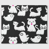 Schwarzer Ghost-Geisterhund Geschenkpapier (Flach)