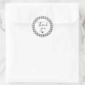 Schwarzer Gingham-Dankeschön-Sticker Runder Aufkleber (Tasche)