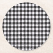 Schwarzer Gingham Runder Pappuntersetzer (Vorderseite)