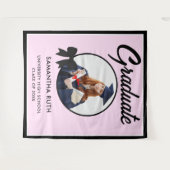 Schwarzer Gingham-Schleifen-Foto-Abschlussfeier-Hi Wandteppich (Vorderseite (Horizontal))