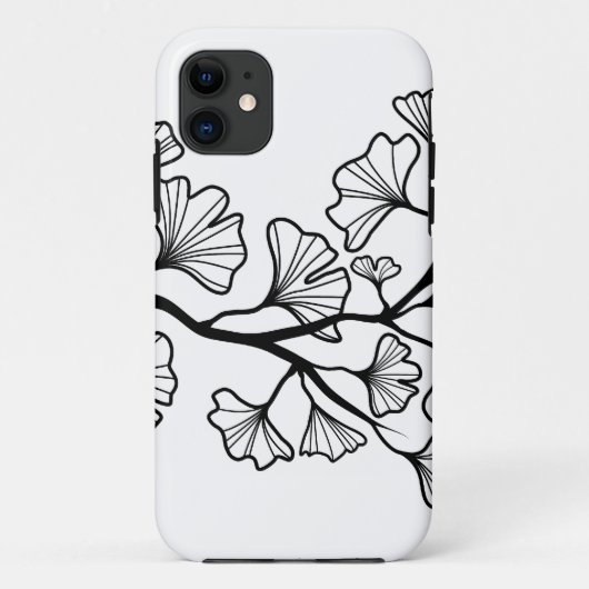schwarzer Ginkgobaum mit Blätter Case-Mate iPhone Hülle (Rückseite)