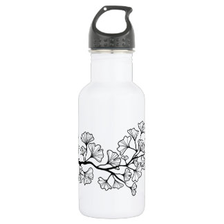 schwarzer Ginkgobaum mit Blätter Trinkflasche