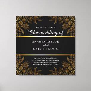 Schwarzer Glamour und goldene Blumen, Hochzeit Leinwanddruck