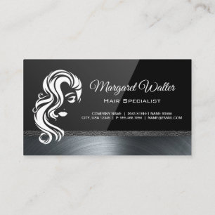 Schwarzer Glanz des Haarlogos   Metallic Trim Visitenkarte