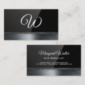 Schwarzer Glanz | Metallische Trimm Visitenkarte (Vorne/Hinten)