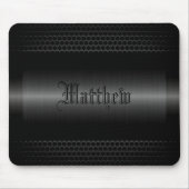 Schwarzer glänzender Edelstahl-Metallblick Mousepad (Vorne)
