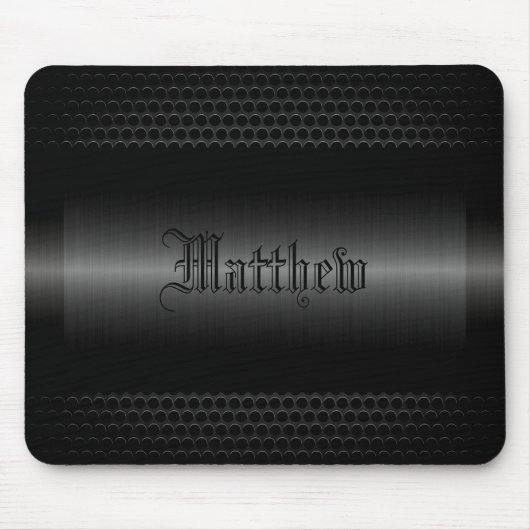 Schwarzer glänzender Edelstahl-Metallblick Mousepad (Vorne)