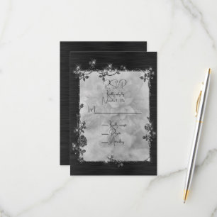 Schwarzer glänzender eleganter funkelnder Rahmen  RSVP Karte