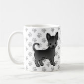Schwarzer, glatter Coat Chihuahua Cartoon Dog & Pa Kaffeetasse (Links)