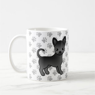 Schwarzer, glatter Coat Chihuahua Cartoon Dog & Pa Kaffeetasse