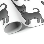 Schwarzer, glatter Coat Chihuahua Niedlicher Hunde Geschenkpapier (Rolleneckpunkt)