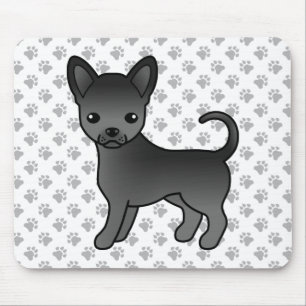 Schwarzer glatthaariger Chihuahua-Cartoon-Hund & P Mousepad
