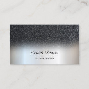 Schwarzer Glitter Elegant Professionell Silber Visitenkarte