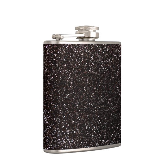 Schwarzer Glitter Flachmann (Rechts)