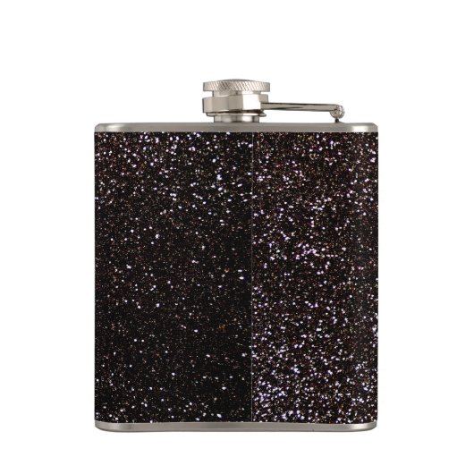 Schwarzer Glitter Flachmann (Rückseite)