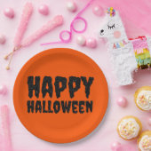Schwarzer Glitter Frohes Halloween Papier-Teller Pappteller (Party)