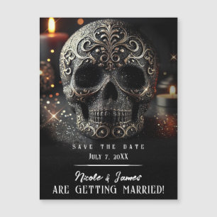 Schwarzer Glitter Glam Funkeln Totenkopf Gothic Da Magnetkarte