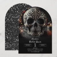 Schwarzer Glitter Glam Schimmer Totenkopf Gothic B