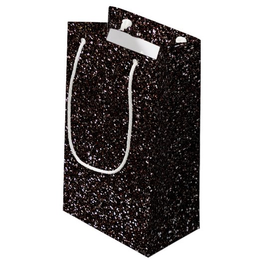 Schwarzer Glitter Kleine Geschenktüte (Rückseite Schrägansicht)