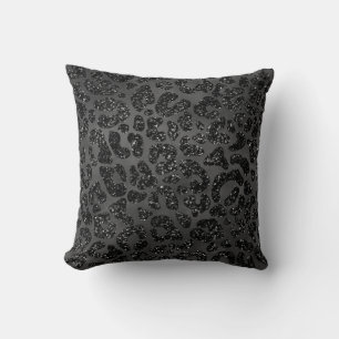Schwarzer Glitter-Leoparden-Druck Kissen