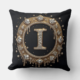 Schwarzer Glitter-Monogramm-Buchstabe I Instagram- Kissen